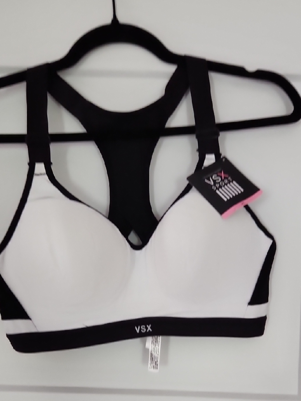VSX Black & White Padded Racerback Sports Bra
